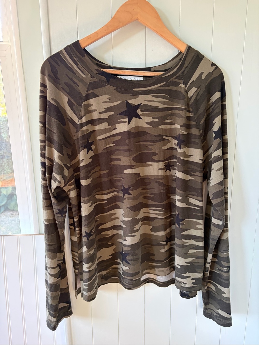 Lola Grace Camo Star Long-Sleeve Shirt - Olive Green